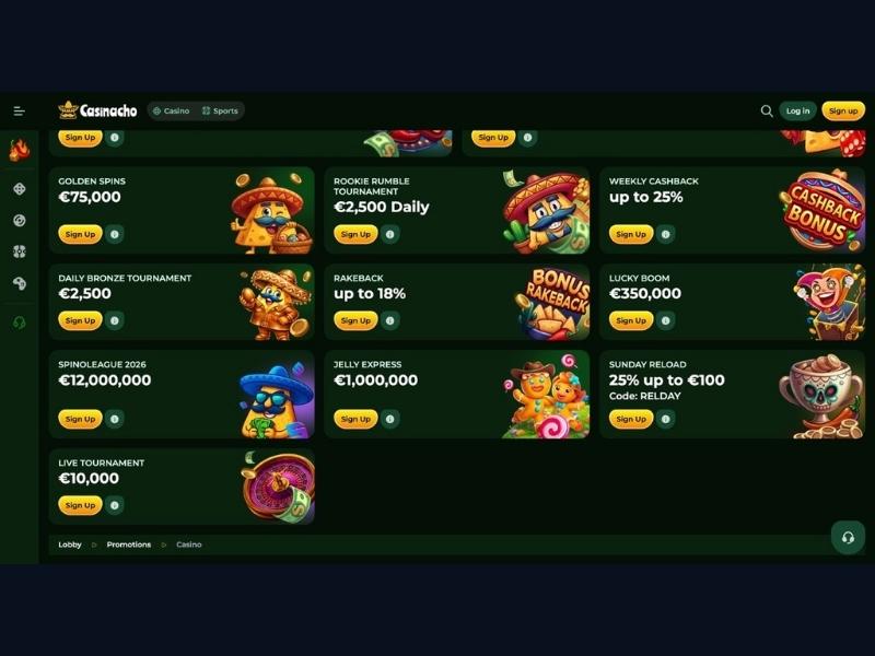 Dashboard per giocatori live e cashback su Casinacho Casino Nacho Casino per l'Italia