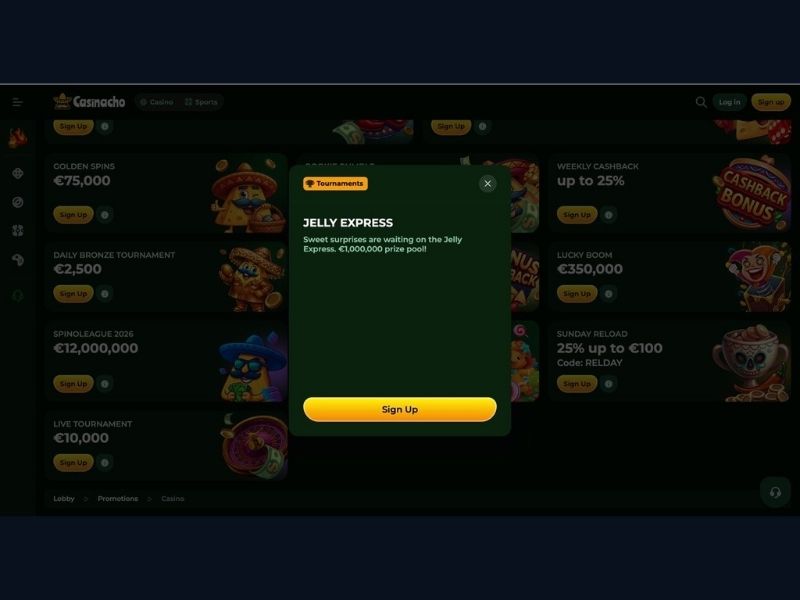 Navigazione nel live casino di Casinacho Casino Nacho Casino per giocatori italiani